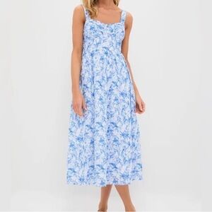 Tuckernuck Blue and White Floral Midi Dress